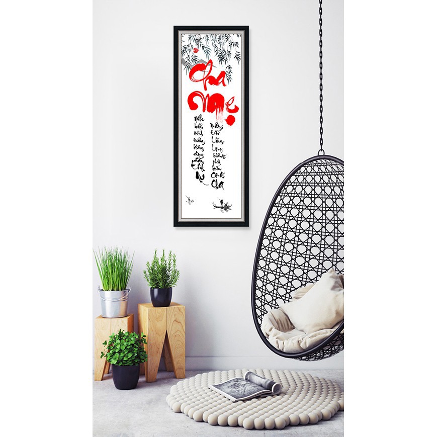 Decal dán tường Minh Trí thư pháp Chữ Cha mẹ UD0417