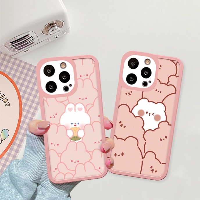 Ốp lưng iphone cạnh vuông lỗ camera gấu cute 6/6splus/7/7plus/8/8plus/x/xr/xs/11/12/13/pro/max/plus/promax