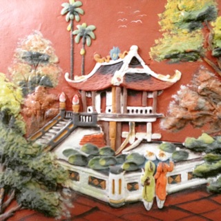 Tranh gốm phố cổ Hà Nội - đồng quê Việt Nam