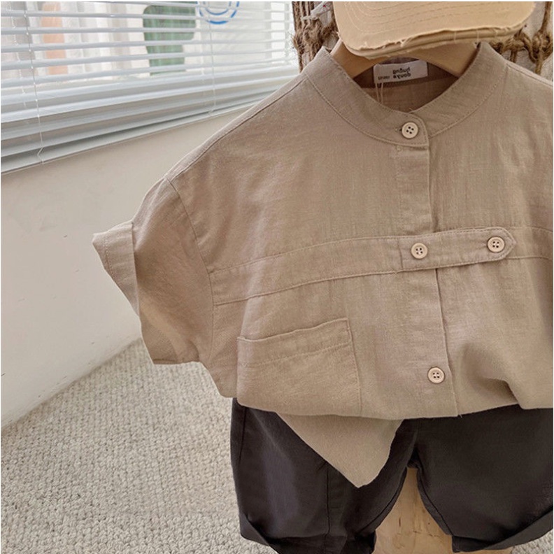 Set sơ mi ngắn tay cổ trụ mix Short Vintage cho bé S923 [FORM NHỎ 1 SIZE]