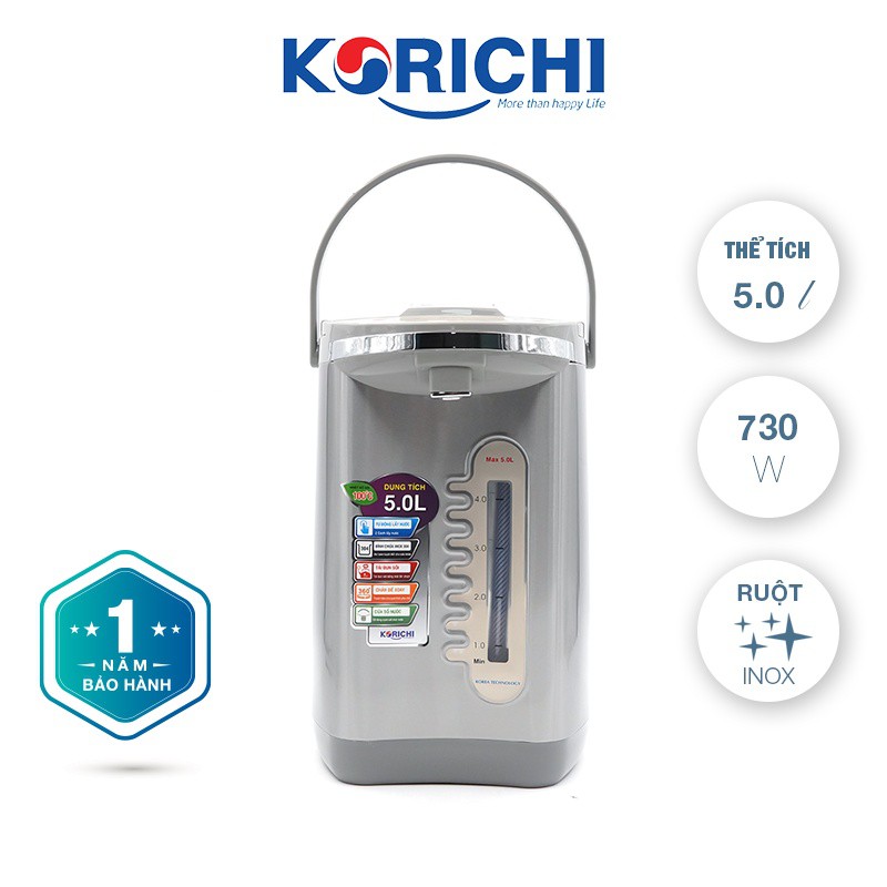 Bình thủy điện đa năng Korichi-5250 bình thủy inox cao cấp, chống cạn, 2 chế độ bơm (5L)