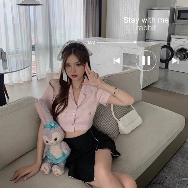 Sơ mi croptop Haroo #114 (có ảnh thật) | BigBuy360 - bigbuy360.vn