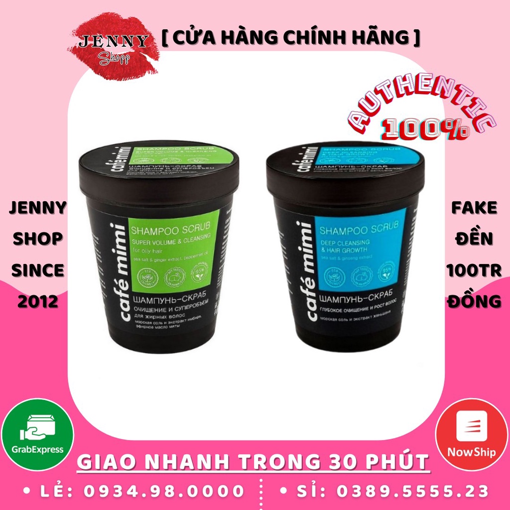 Tẩy Da Chết Tóc &amp; Da Đầu Nga Cafe Mimi Shampoo Scrub Super Volume &amp; Cleansing
