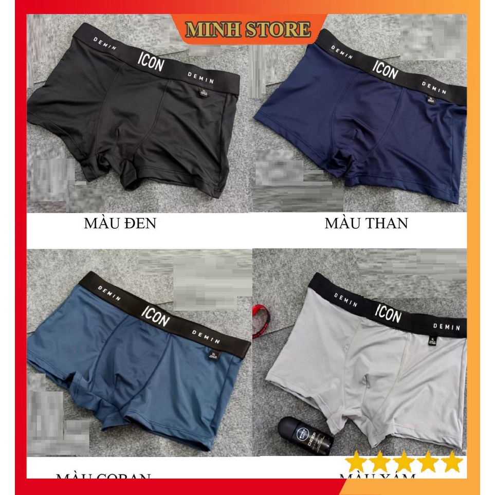 Quần Sịp Nam Thun Lạnh Cotton Boxer ICON co dãn 4 chiều, Quần Lót Nam Boxer Cotton sexy cao cấp SI02 (Che tên) - MS66