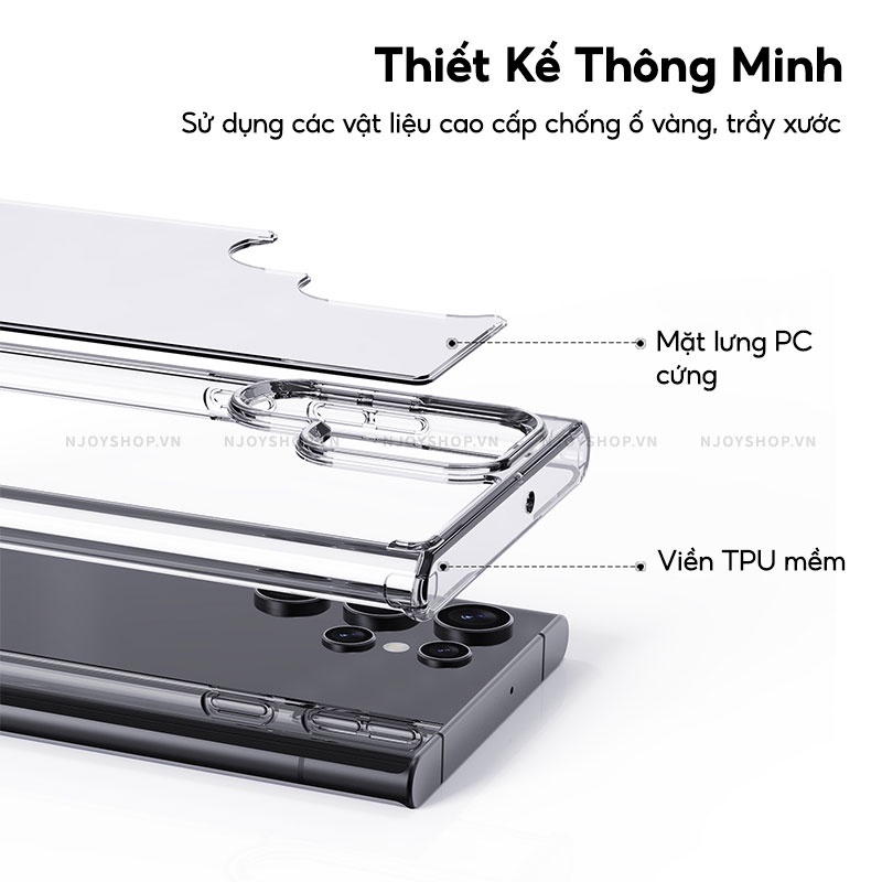 Ốp Trong Suốt Likgus Crystal Chống Ố Vàng Bất Tử Bảo Vệ Camera Lưng Pc Cứng Trong Suốt Chống Trầy Cho Samsung S22 Ultra