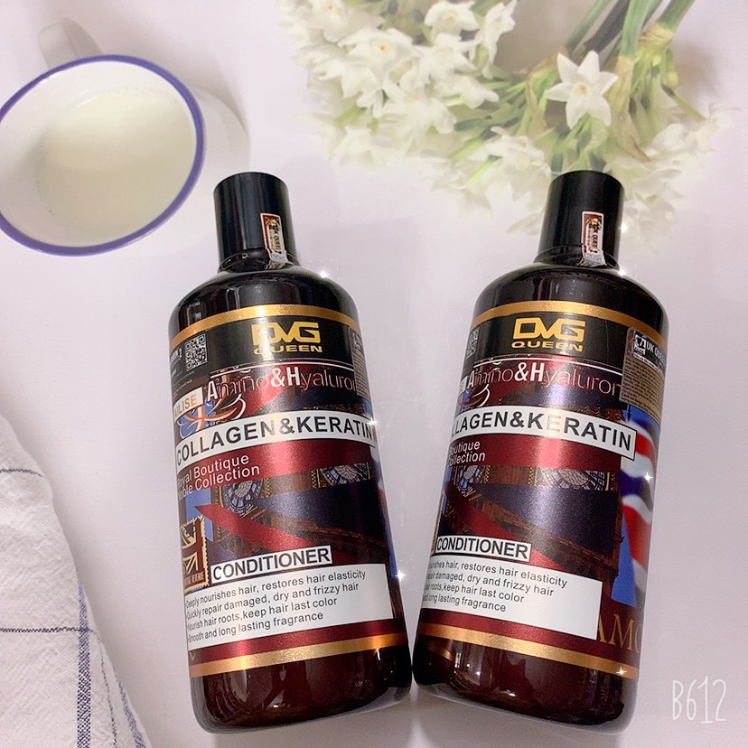 Dầu gội xả mềm mượt phục hồi tóc Collagen & Keratin DVG 800ml