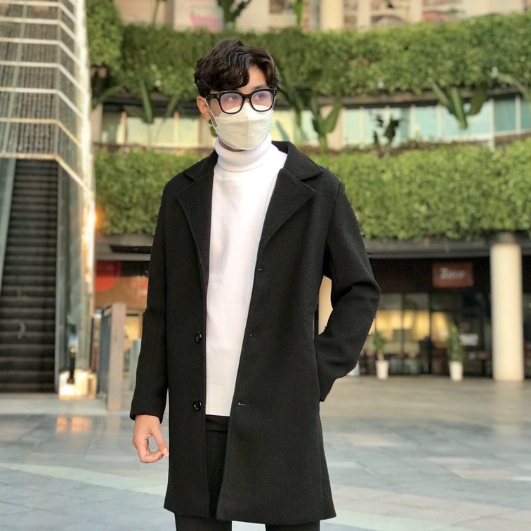 Áo Khoác Dạ - Mangto Nam Dáng Dài Trơn Nhìn Đơn Giản & Lịch Lãm Với Chất Dạ Đẹp Và Dày