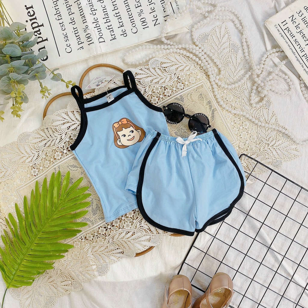 SALE BỘ HAI DÂY CÔ GÁI CHO BÉ XINH XẮN CHẤT THUN COTTON MỀM MỊN SIZE 8-18KG