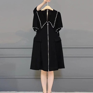 Đầm Bigsize Nữ Mập Fashion  Đầm Bigsize Đen Khóa Vải Mềm Mại Thiết Kế Đính Cườm Đủ size 50-90kg DA0001