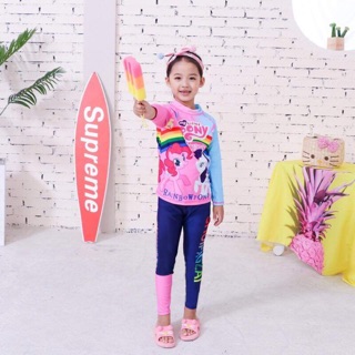 Đồ bơi tay dài quần dài pony dành cho bé gái