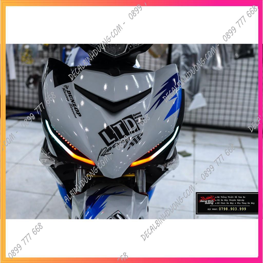 Tem Trùm Xe Exciter 150 LTD Xanh Trắng Đẹp Ma Mị