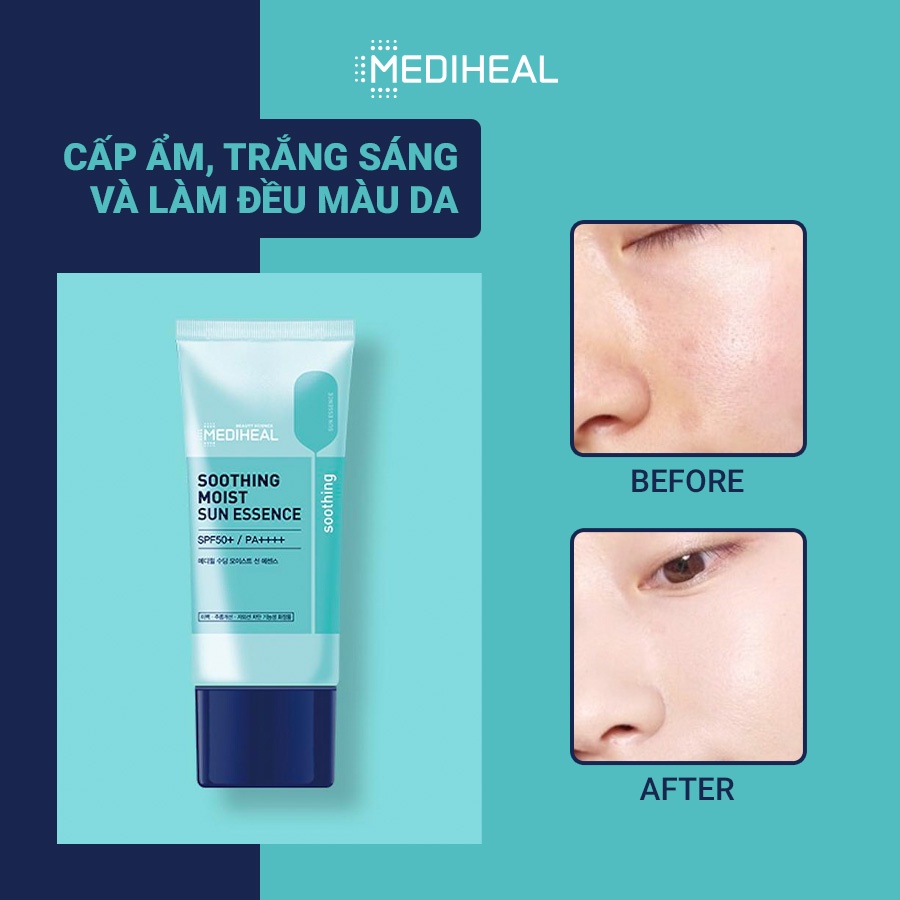 [Nhập mã COSMH22 giảm 8%] Kem Chống Nắng Mịn Da Mediheal Soothing Moist Sun Essence SPF50+/ PA++++ 45ml