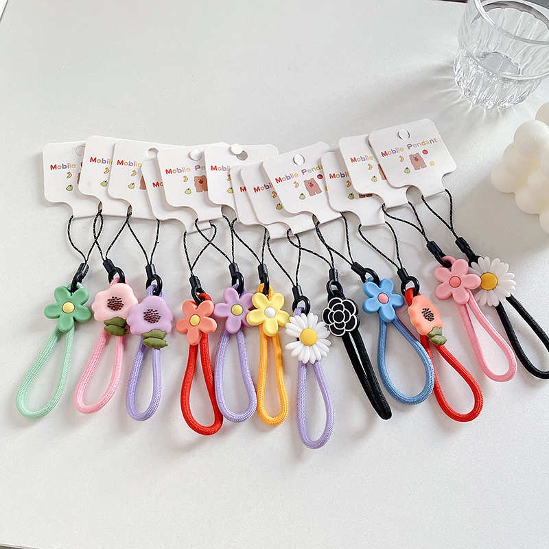 Dây đeo điện thoại / chìa khóa / ví bằng nylon chống thất lạc họa tiết hoa xinh xắn dễ thương