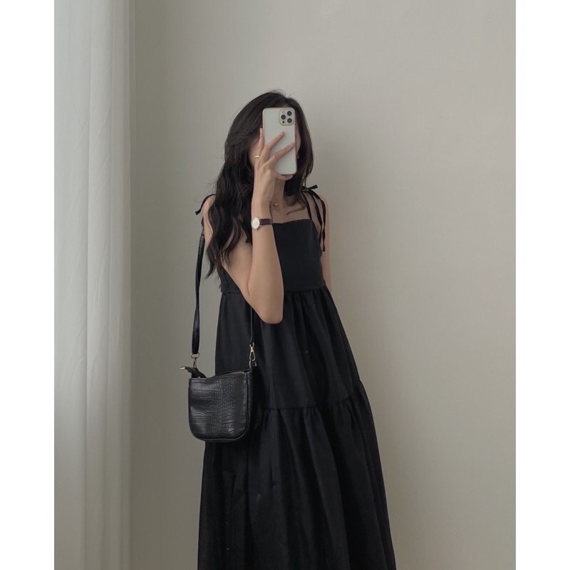 Đầm – Váy 2 dây maxi babydoll buộc vai 2 lớp voan tơ Hàn quốc Maitrangshop92 – (TTA59)