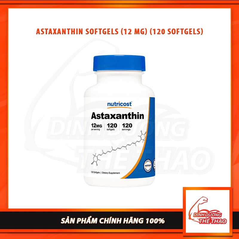 Nutricost Astaxanthin 12mg Viên Uống Chống Lão Hoá, Trẻ Hoá Cơ Thể (120 Viên)