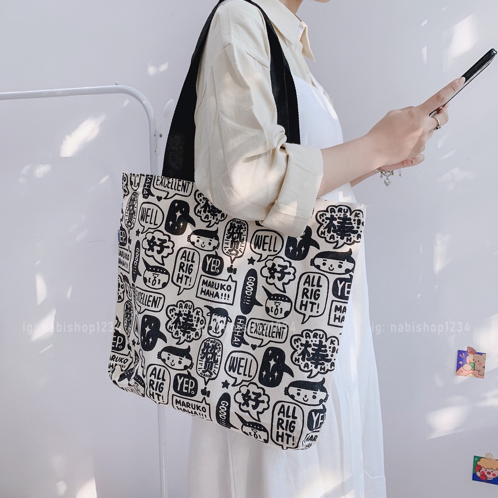 Túi Tote Họa Tiết Chữ Mã TT011 ( ẢNH THẬT)