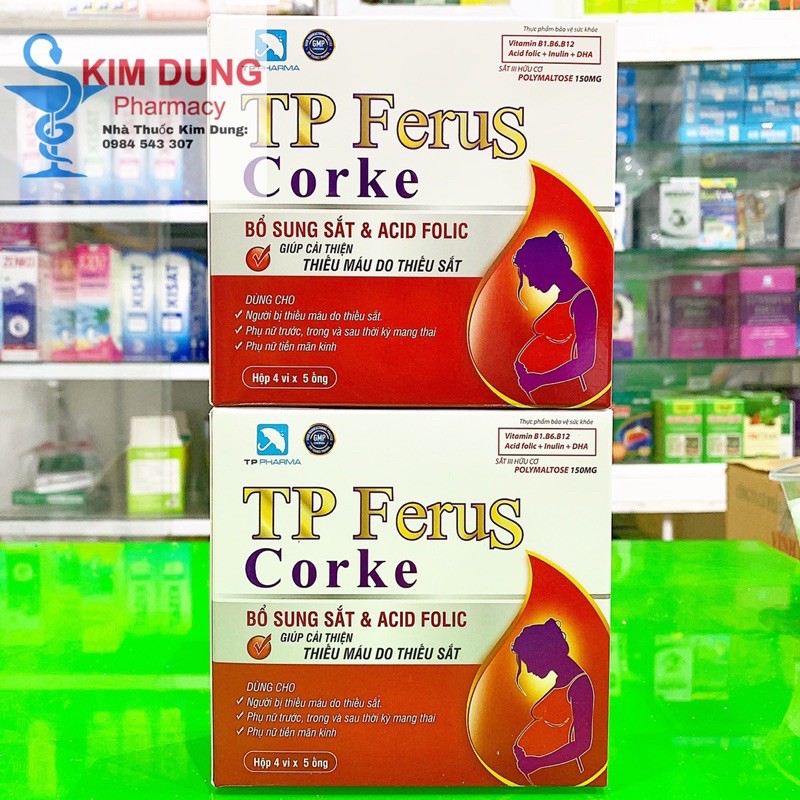 TP FERUS CORKE ( bổ sung sắt & acid folic ) dùng cho người thiếu máu thiếu sắt, phụ nữ trước và sau khi sinh......