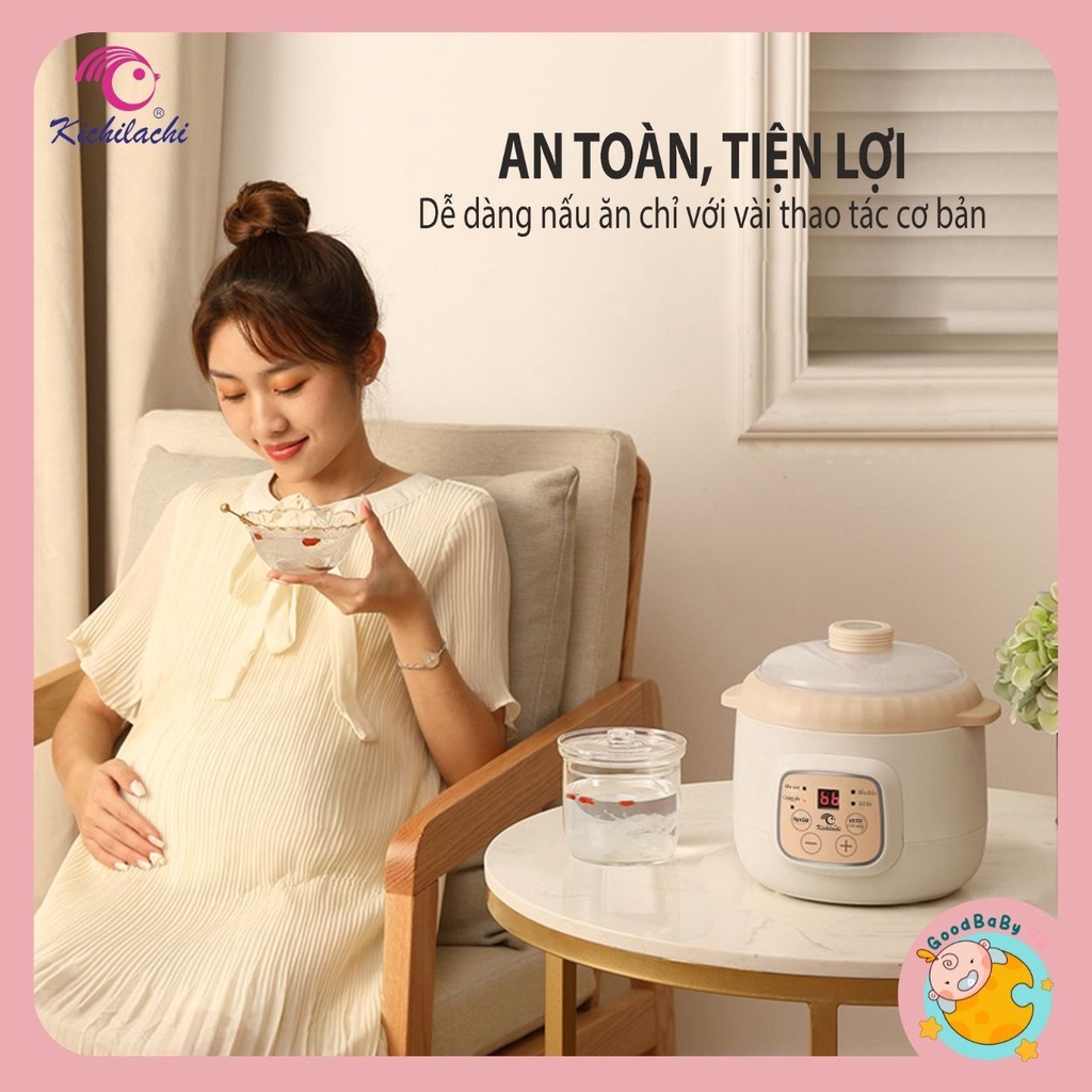 Nồi nấu cháo chậm đa năng cho bé ăn dặm Kichilachi 4in1 cao cấp bản Tiếng Việt Goodbabyvn