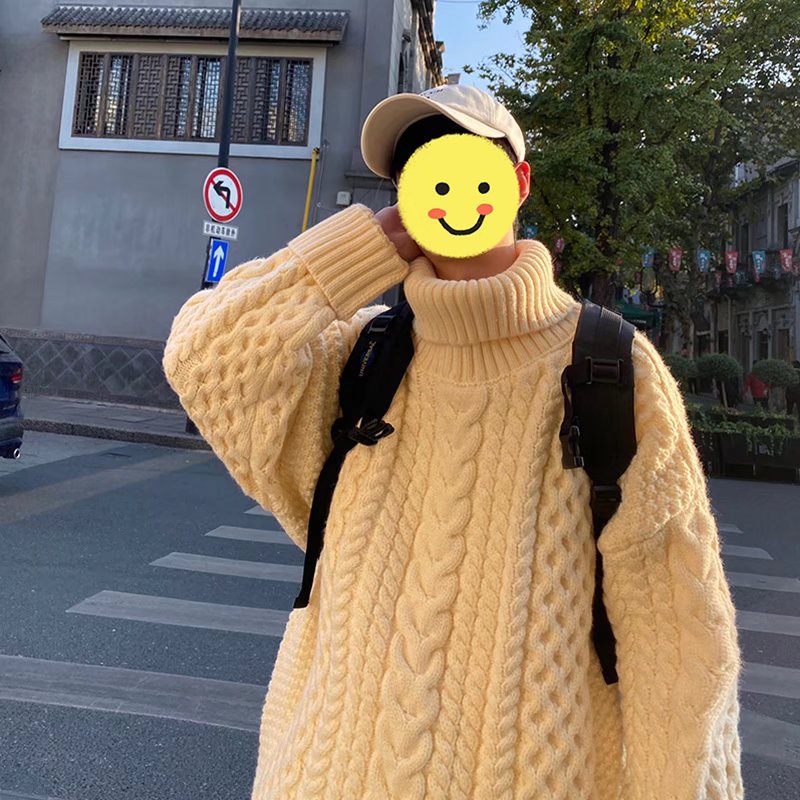 Áo sweater Dệt Kim Cổ Lọ Dáng Rộng Dày Dặn Thời Trang Mùa Đông Cho Nam Giới Có 3 Màu Size m-2xl