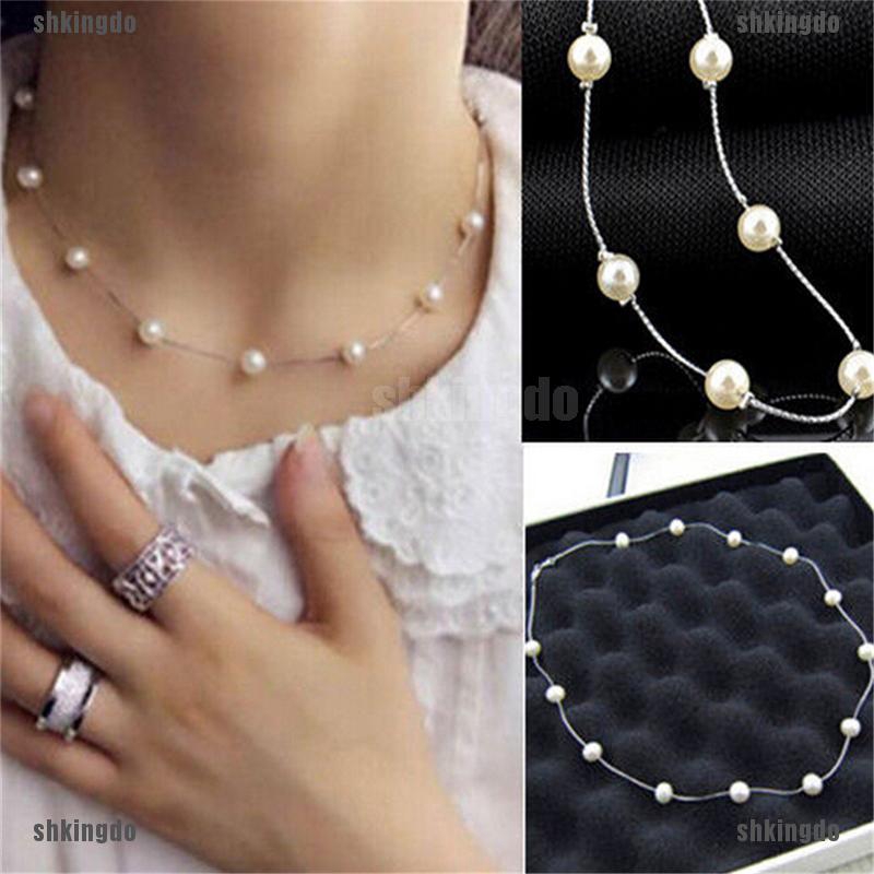 Dây chuyền phối hạt ngọc trai nhân tạo kiểu trang nhã xinh xắn dành cho bạn gái