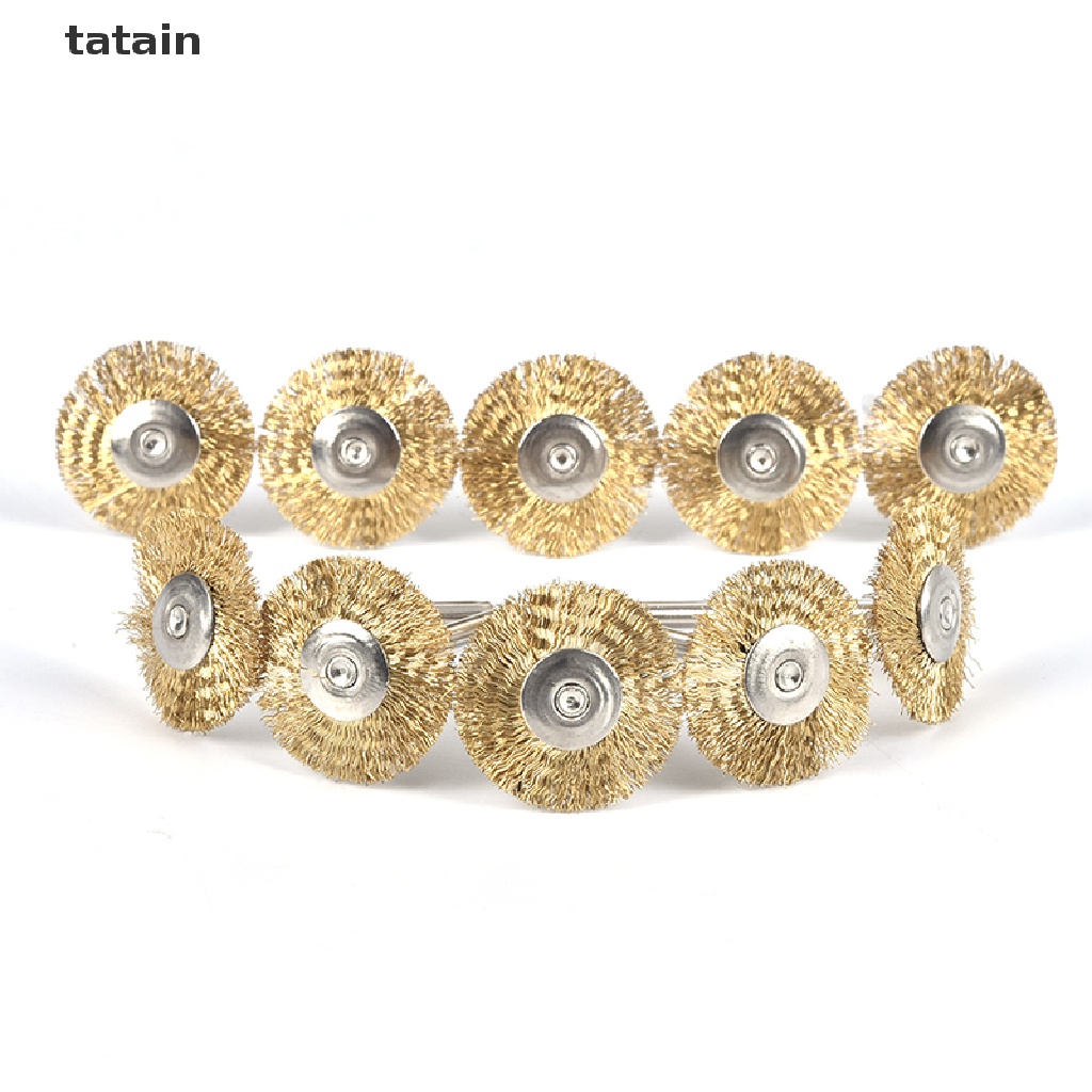 [TAT] 10 PCS 22mm Brass Wire Wheel Brush Fit Grinder Rotary Tools T-copper Wire Brushs CVX