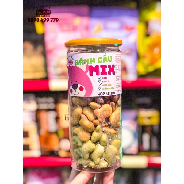 1 BÁNH GẤU TUỔI THƠ MIX 3 VỊ lon pet to 400gr