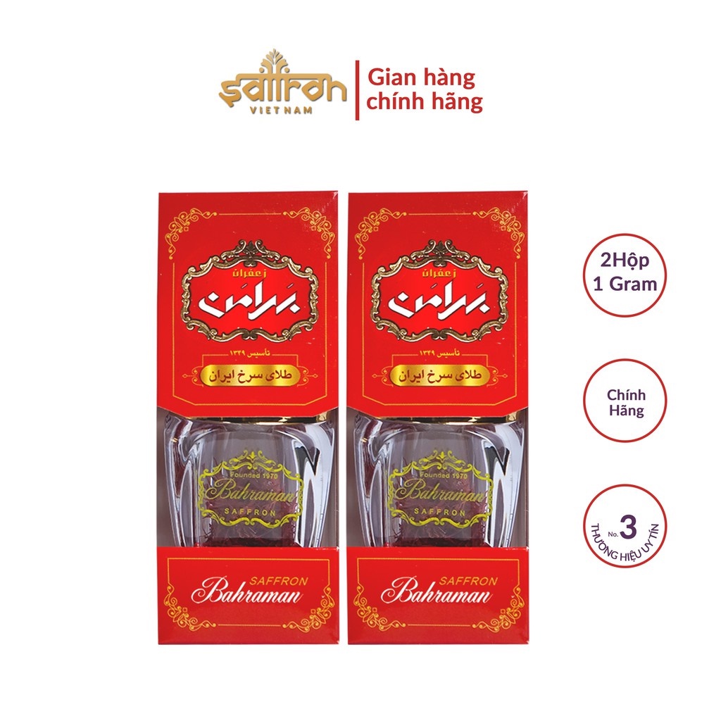 Nhụy Hoa Nghệ Tây Iran Saffron Bahraman 2 hộp 1Gram/hộp