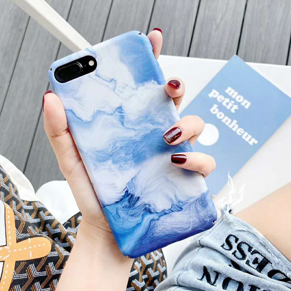 Ốp Điện Thoại Họa Tiết Đá Cẩm Thạch Màu Xanh Dương Sáng Tạo Cho Iphone 7 8 Plus