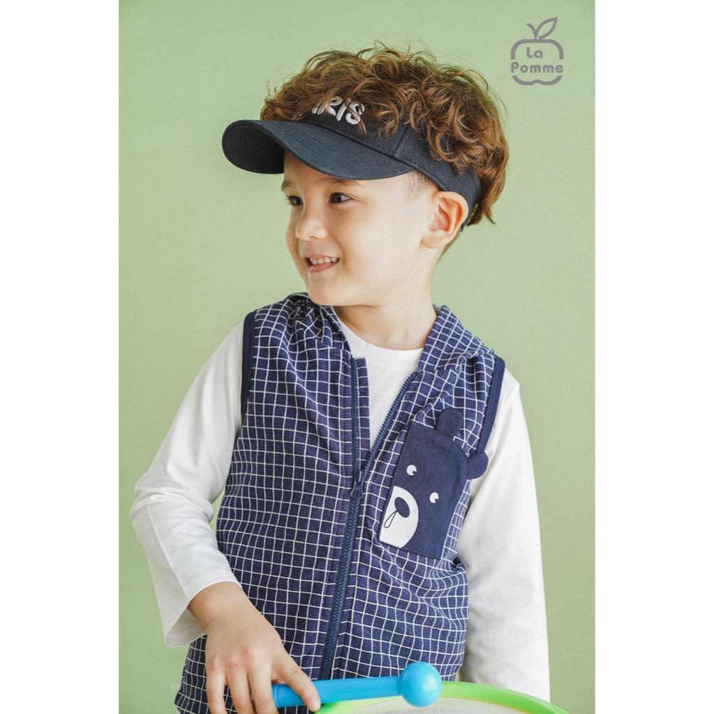 La pomme T023 Áo Gile tai gấu La Pomme - Tím than 6M-5Y AW2021