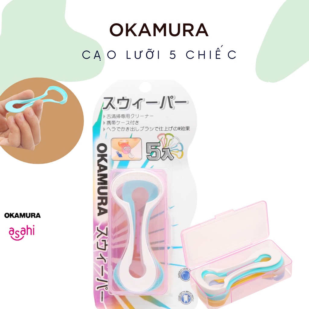 Dụng cụ cạo lưỡi siêu sạch Okamura 5 chiếc/ vỉ