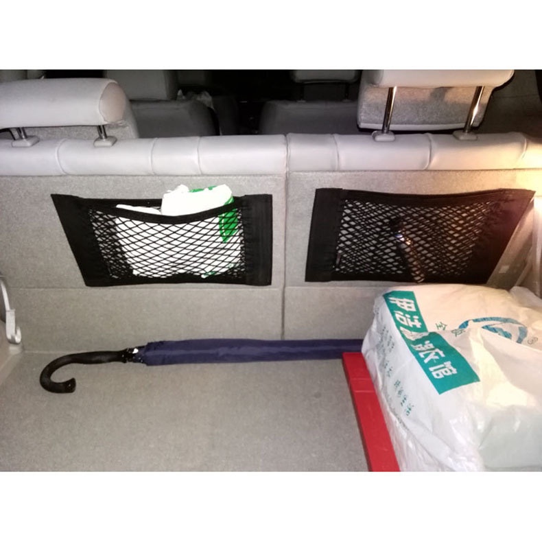 Túi lưới đựng đồ trên ô tô Lưới bảo quản cốp xe Túi đựng đồ Velcro Túi lưới đàn hồi hai lớp cố định