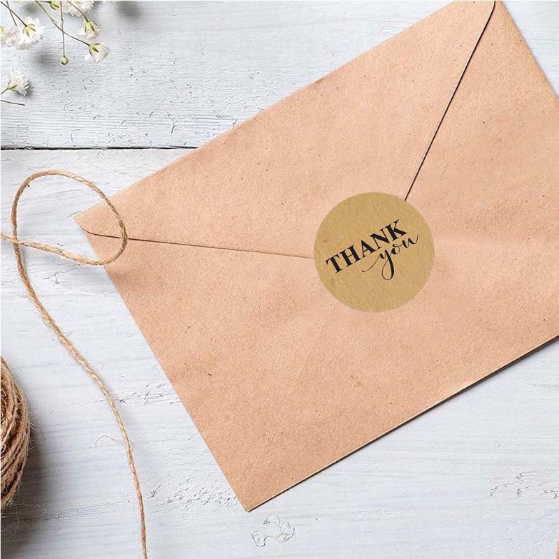 （Stickers） 500pcs/roll Round Natural Kraft Thank You Stickers Seal Label Scrapbooking Decor