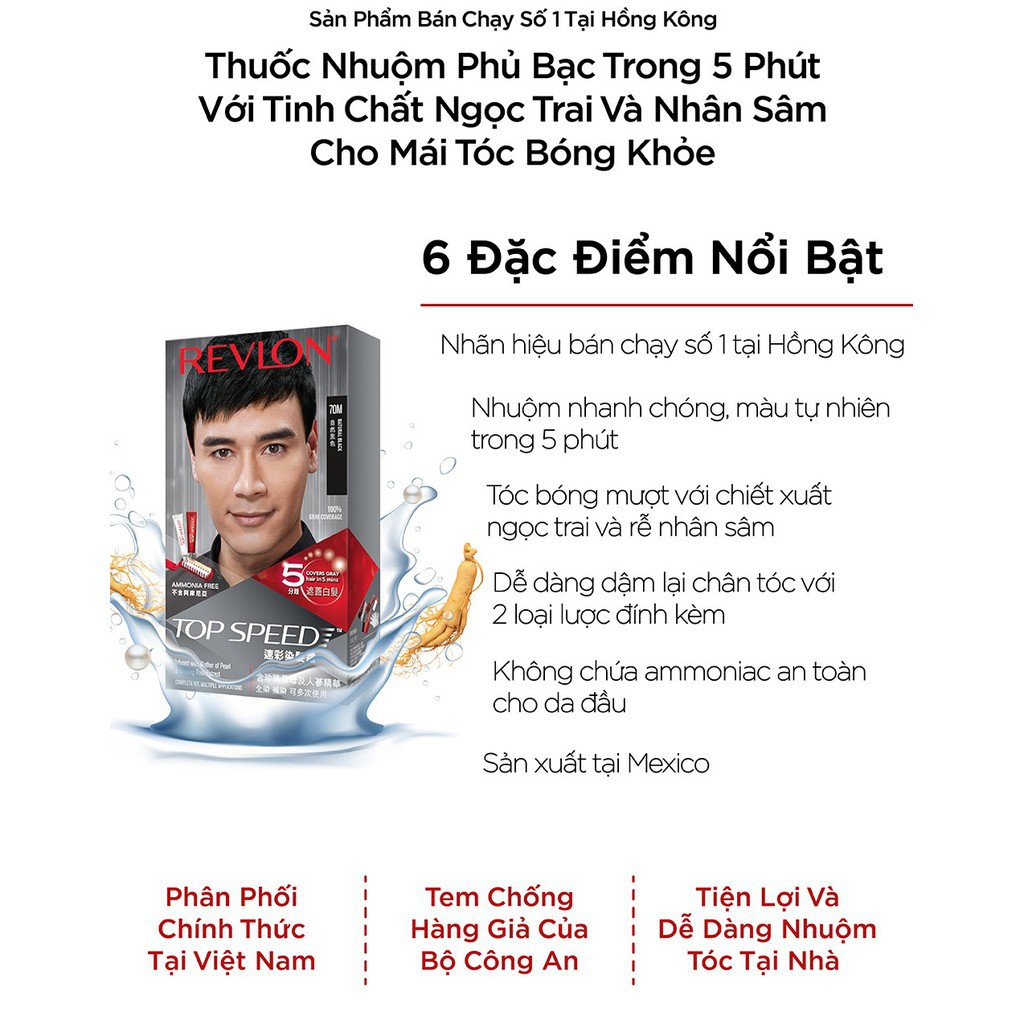 Thuốc Nhuộm Phủ Bạc Revlon Topspeed Dành Cho Nam - 60 Nâu Tự Nhiên 120ml