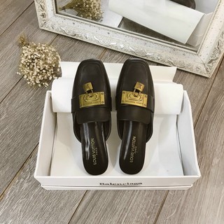 Sục da LV nữ mũi vuông đế thấp fullbox