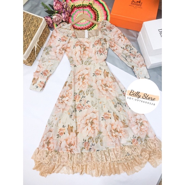 váy hoa phối ren xi xò