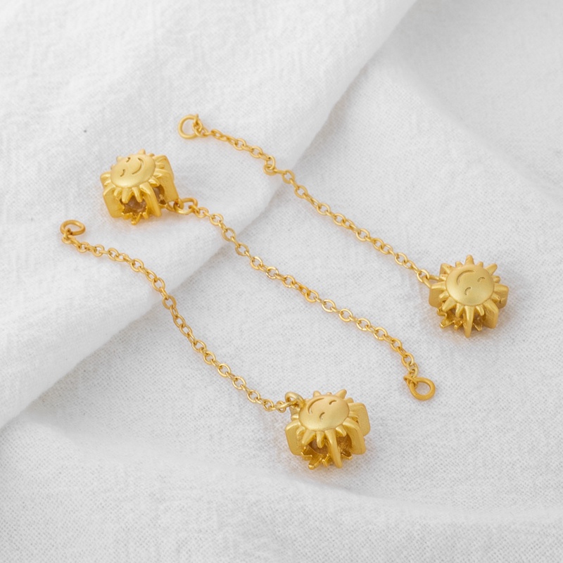 Dây Chuyền Mặt Hình Hoa Hướng Dương Màu Vàng 18K Chất Liệu Đồng Nhám Làm Trang Sức Thủ Công diy