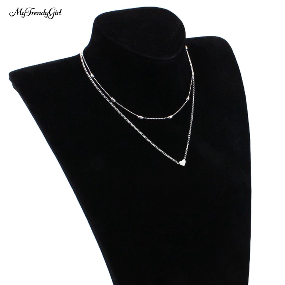 Colar Multicamadas Com Contas / Coração / Bijuteria | [NE] Necklace Multilayer Beads Heart Charm Jewelry YR
