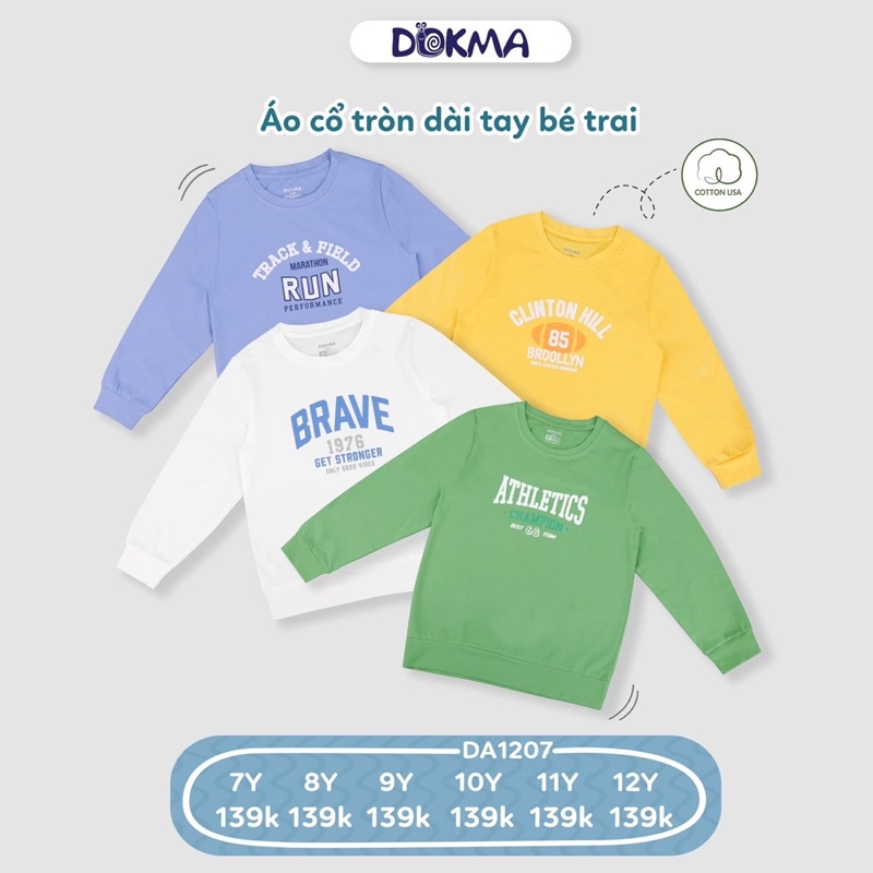 Áo cổ tròn dài tay Bé Trai DOKMA KIDS  (7-12y)