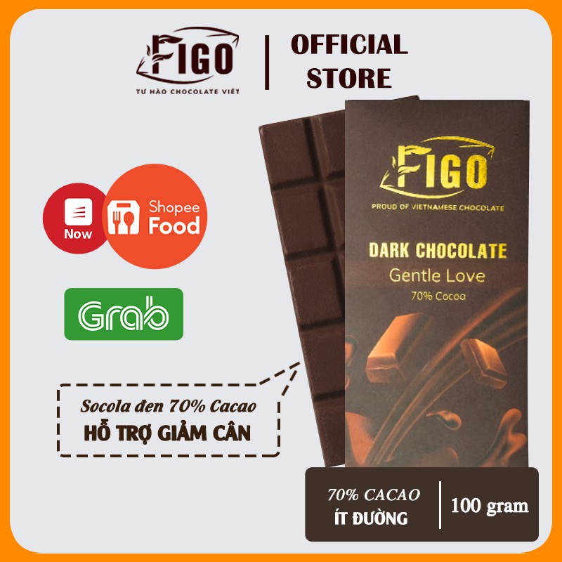 Socola đen nguyên chất 70% Cacao ít đường Thanh 100gr Dark Chocolate 70%