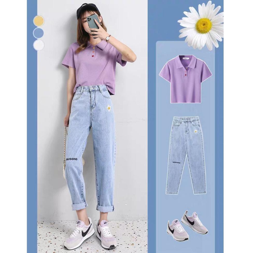 Quần Baggy Jean Thêu Hoa Cúc Cực Xinh - 407