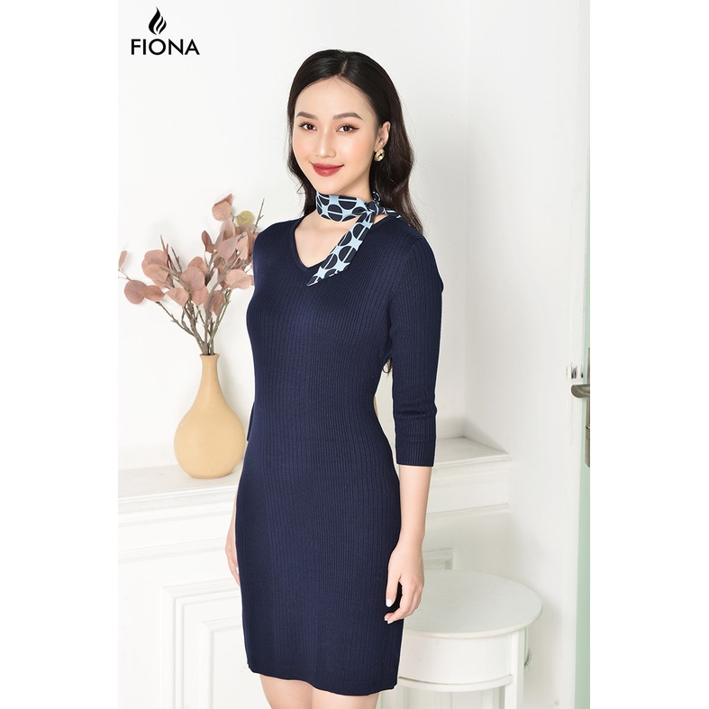 Đầm len cổ tim dáng ôm FIONA, váy đầm len đẹp, đầm len body, tay lỡ D859073