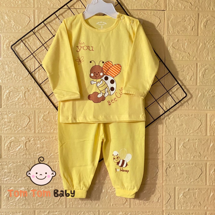 Bộ quần áo trẻ em Tay Dài Cài Nút Vai Thái Hà Thịnh - Chất vải cotton 100% mềm, min cho bé trai, bé gái