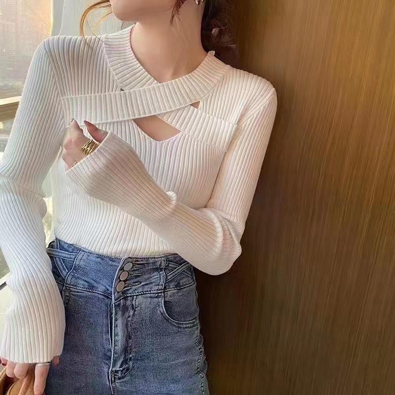 IELGY   Áo sweater Dệt Kim Phong Cách Phương Tây Cho Nữ