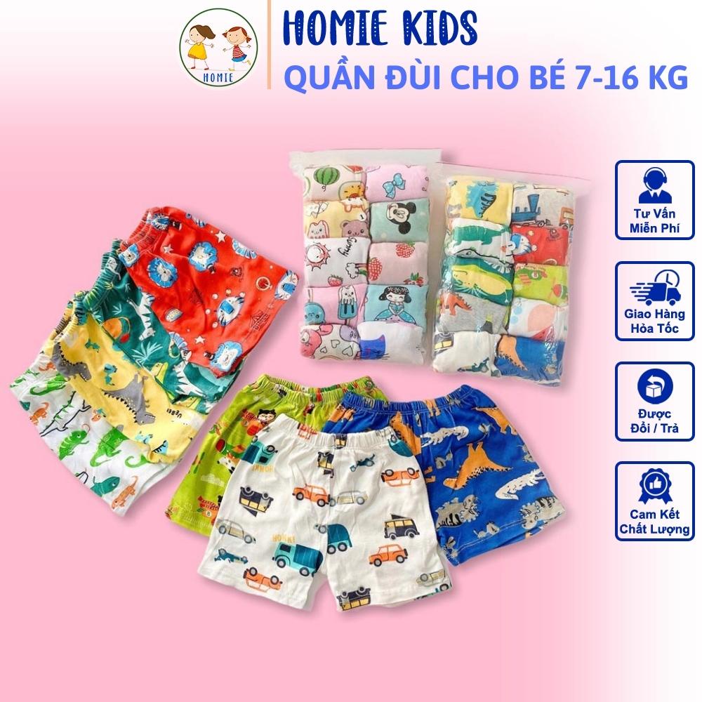 Quần Đùi Cho Bé Trai Và Gái 7-16 Kg Set 1 3 5 Quần Cotton Borip Trẻ Em Xuất Dư Mềm Mịn Mát Đẹp Homie Kids