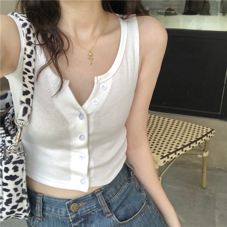 croptop hở rốn bó sát Âu Mỹ địu nhỏ đơn cổ chữ V