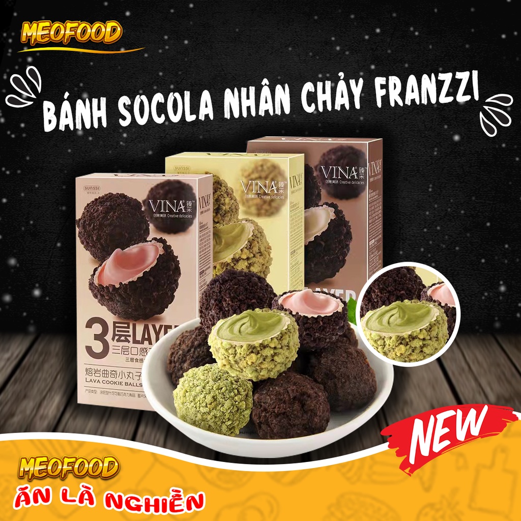 Bánh Socola nhân chảy 3 lớp Franzzi , OREO socola nhân chảy siêu ngon 3 Vị Sữa Chua, Matcha, Dâu Hộp 100g HOT