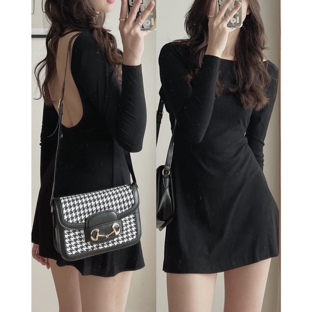 V0265 Váy tăm chữ A khoét lưng Audrey