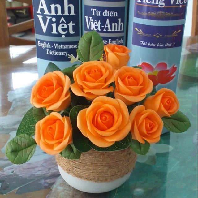 Hoa Hồng trang trí bằng đất sét
