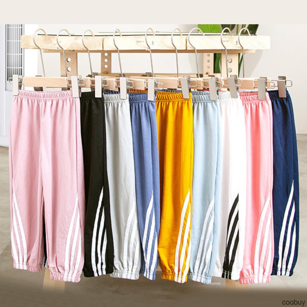 Quần Dài Thể Thao Vải Cotton Lụa Mát ống Rộng Thoáng Khí Chống Muỗi Cho Bé