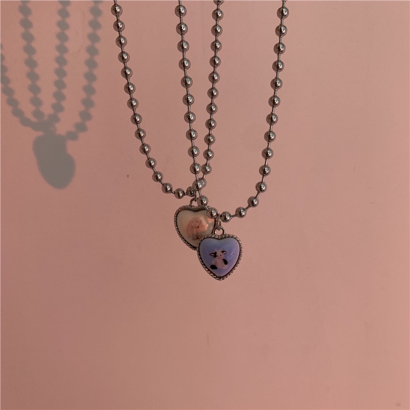 Vòng Cổ Chuỗi Hạt Mặt Tròn Hình Thỏ Phong Cách Hip Hop Hàn Quốc Độc Đáo 19A1233 Thời Trang